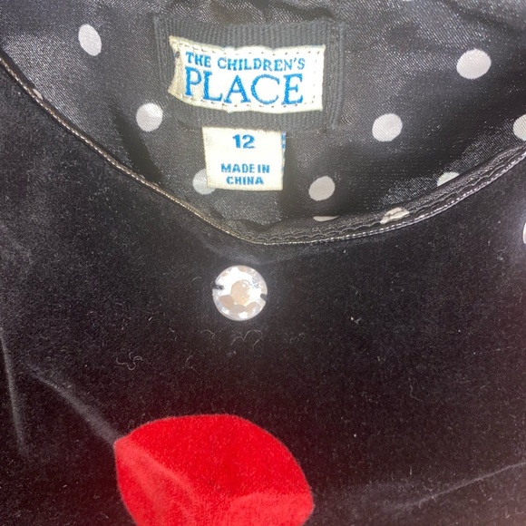Children’s place TCP girls black red polka dot velvet jumper dress sz 12 - Picture 3 of 3